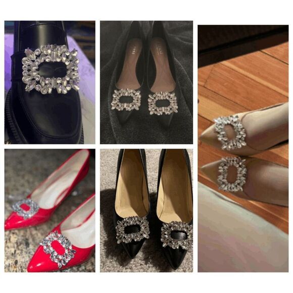 ✨💎 2pcs Rhinestone Square Buckle Shoe Jewelry Clips Decor Accessories NEW - Picture 12 of 14
